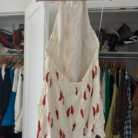 NWT Reformation Avielle Chili Pepper Print Mini Dress | Halter Neck | Size 10 - Picture 4 of 5
